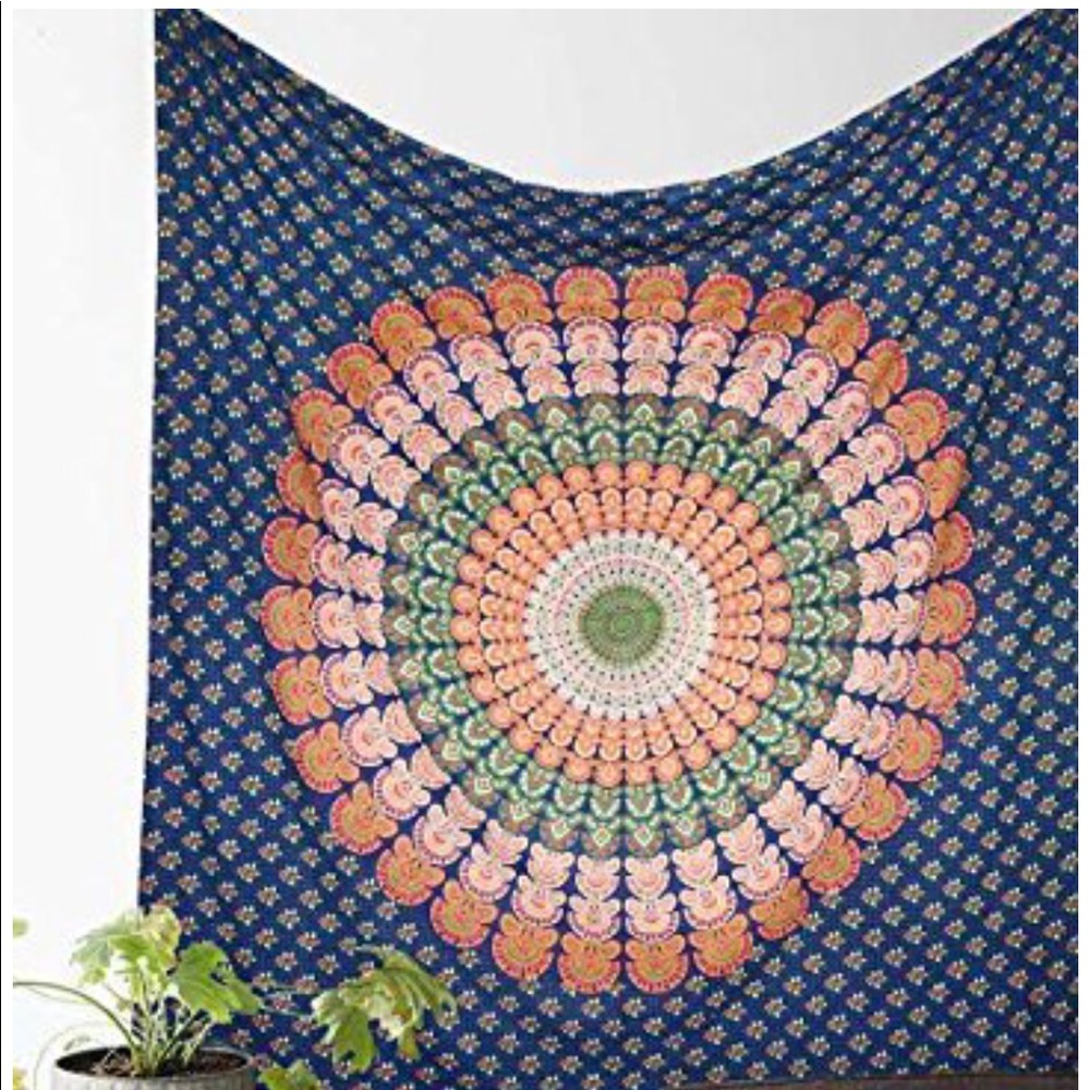 Dark Blue & Orange Tapestry